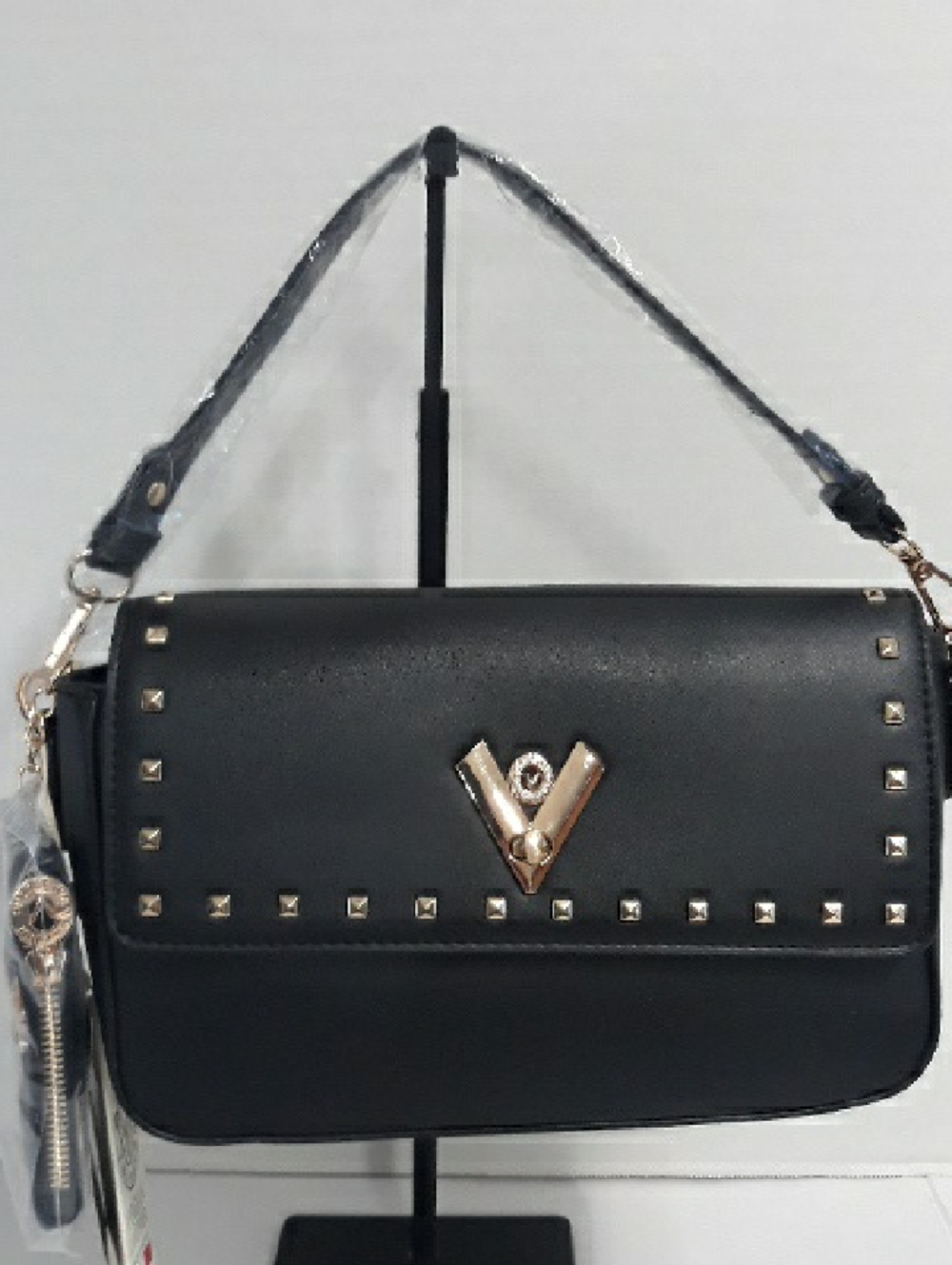 Valentino Orlandi Black Shoulder Bag & Wallet With Gold Stud Accents  *NWT*